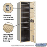 Maximum Height Recessed Mounted Mailbox with 15 Doors and 3 Parcel Lockers in Sandstone