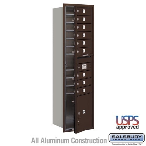 Maximum Height Recessed Mounted 4C Horizontal Mailbox with 9 Doors and Parcel Locker - Bronze