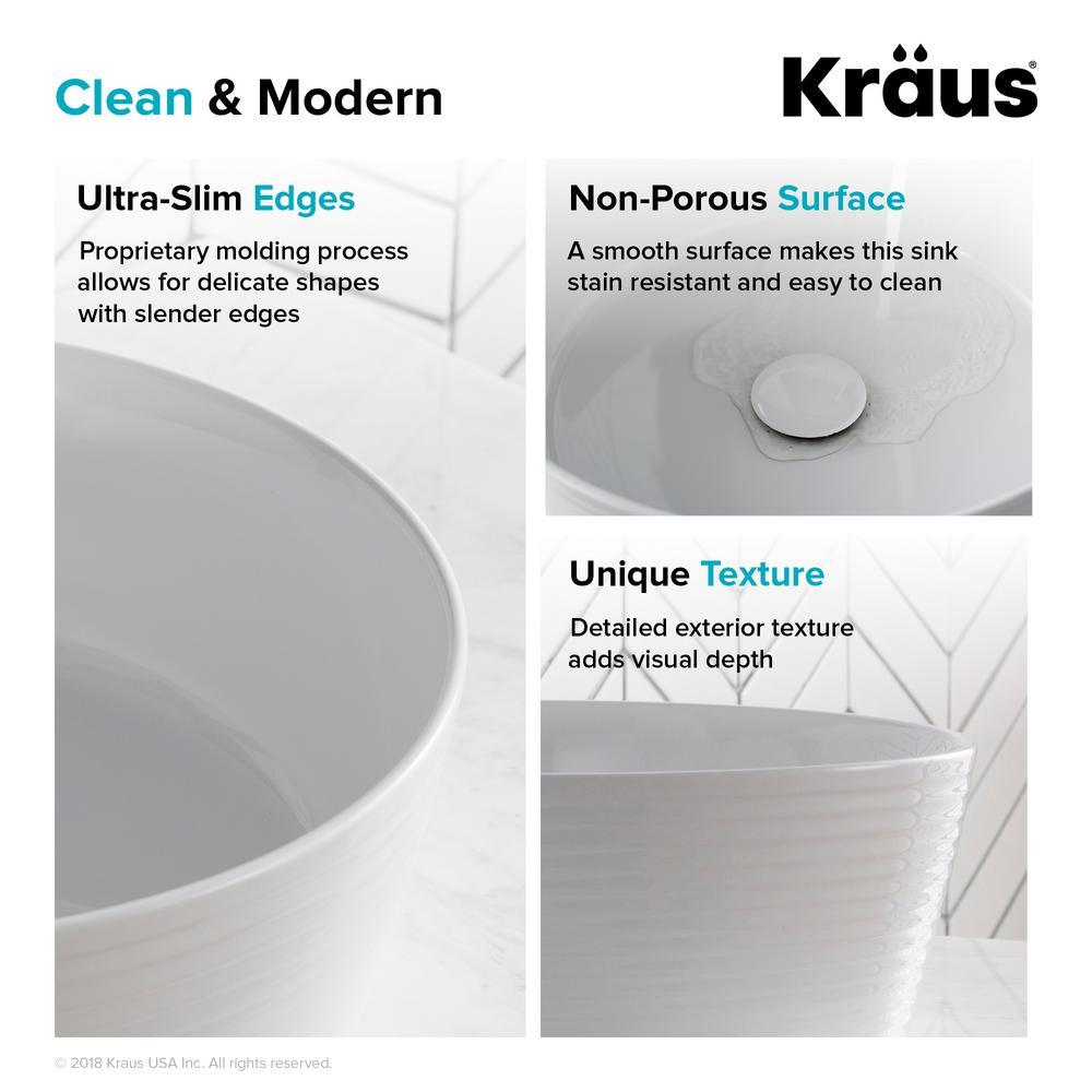 Viva 15-3/4 in. Round Porcelain Ceramic Vessel Sink in White - Super Arbor
