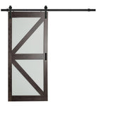 36 in. x 84 in. Bright White MDF Frosted Glass K Design Sliding Barn Door with Rustic Hardware Kit - Super Arbor