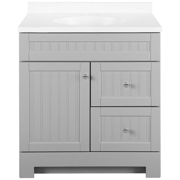 Style Selections Ellenbee 30.5-in Gray Single Sink Bathroom Vanity with White Cultured Marble Top