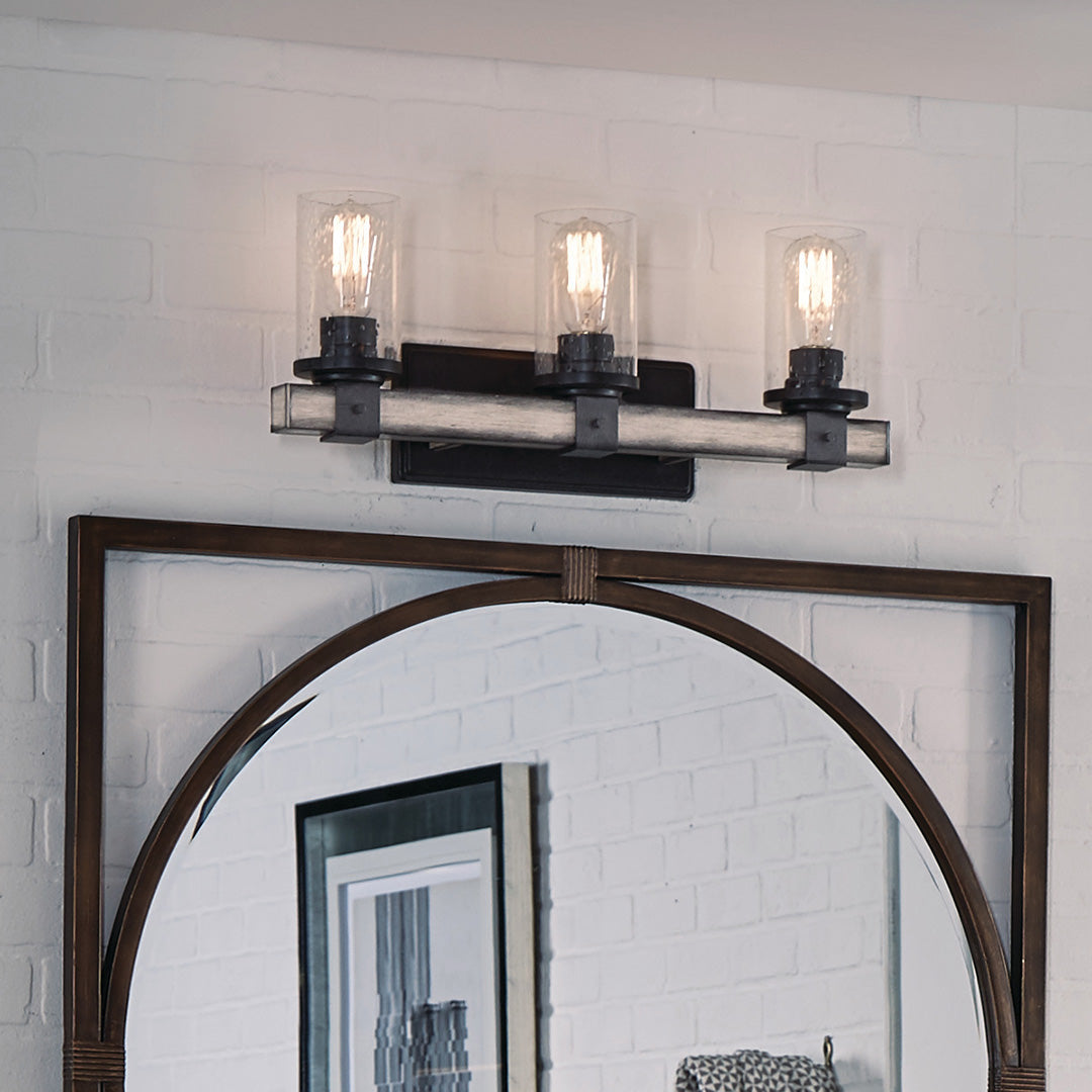 Kichler Barrington 3-Light Vanity Light, Anvil Iron, 22 in. L x 5.69 in. W x 9 in. H