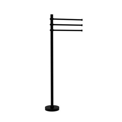 Allied Brass Towel Stand with 3 Pivoting 12-in Arms in Matte Black