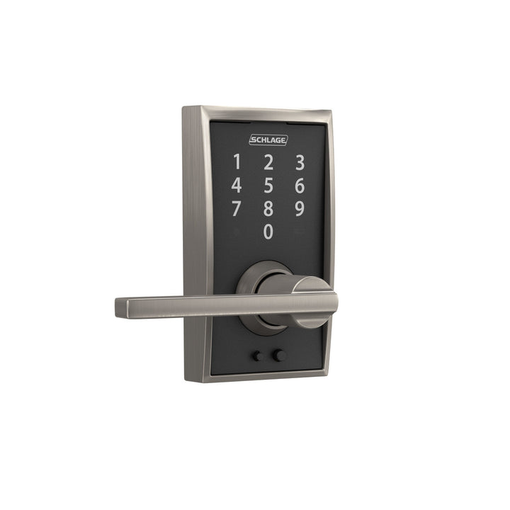 Schlage Century Touch Electronic Door Lock Deadbolt and Latitude Lever, Matte Black