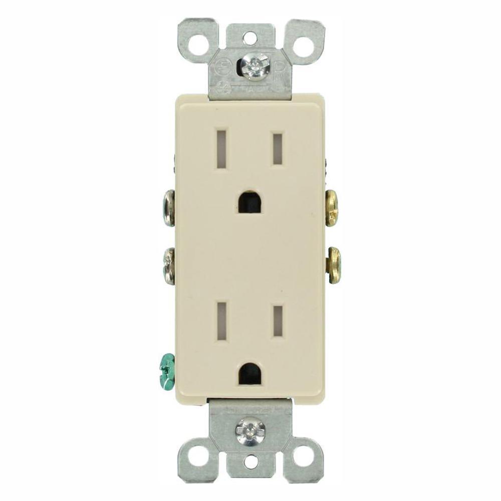 Decora 15 Amp Tamper-Resistant Duplex Outlet, Light Almond - Super Arbor