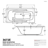 Coral 6 ft. Rectangular Drop-in Whirlpool Bathtub in White - Super Arbor
