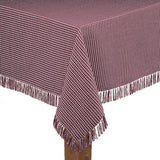 Homespun Fringed 60 in. x 102 in. Red 100% Cotton Tablecloth