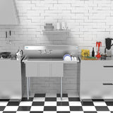 45 in. Freestanding Stainless Steel 2-Hole Triple Bowl Commercial Kitchen Sink