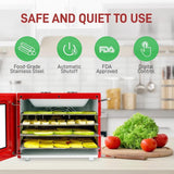 4-Tray Red 350 Watt Premium Food Dehydrator Machine with Digital Timer and Temperature Control
