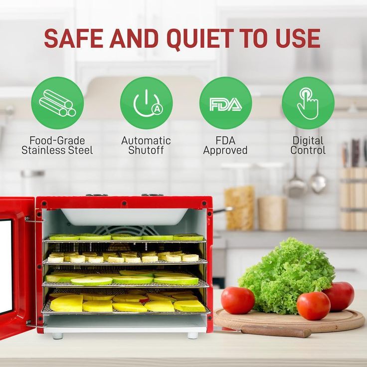 4-Tray Red 350 Watt Premium Food Dehydrator Machine with Digital Timer and Temperature Control