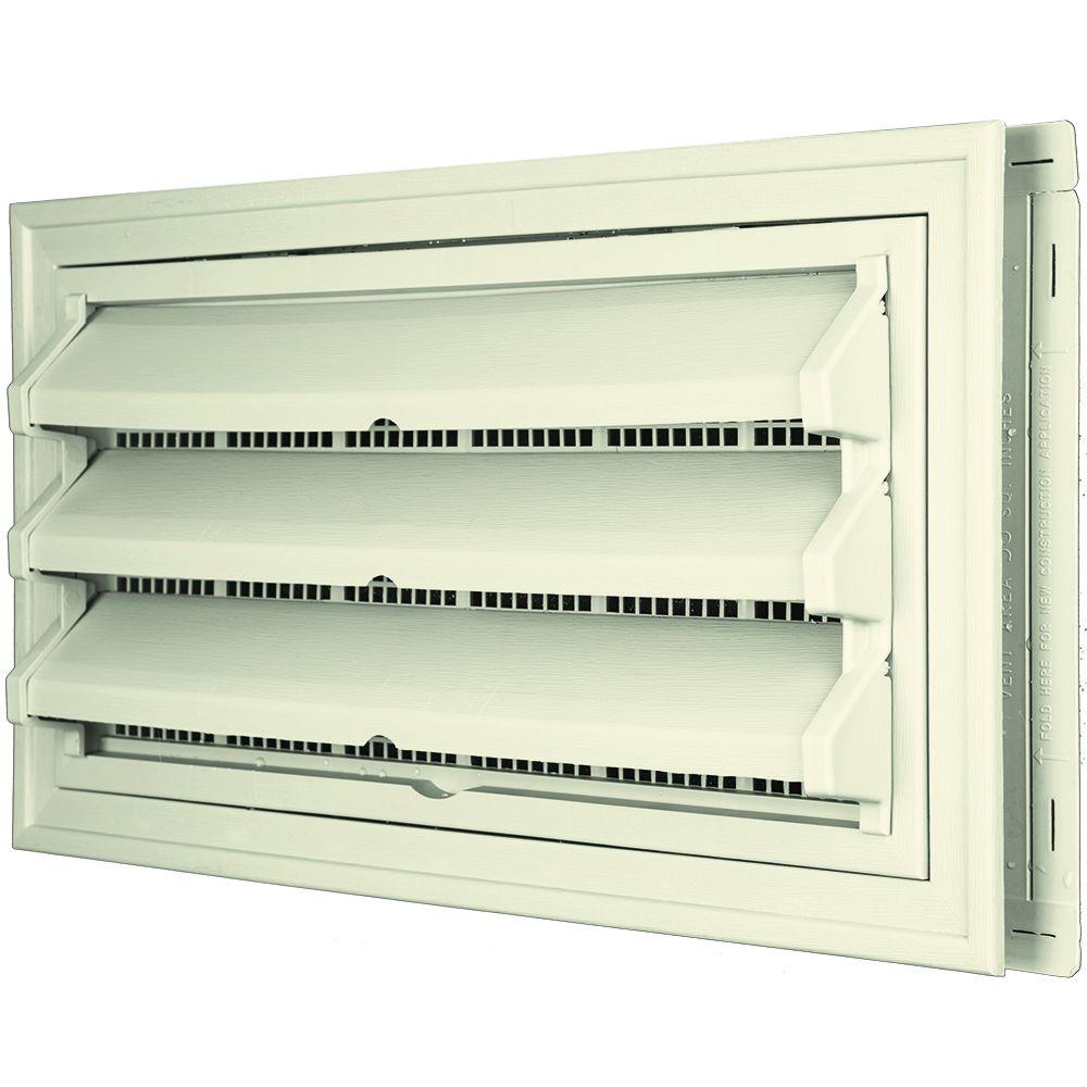 9-3/8 in. x 17-1/2 in. Foundation Vent Kit with Trim Ring and Optional Fixed Louvers (Molded Screen) in #082 Linen - Super Arbor