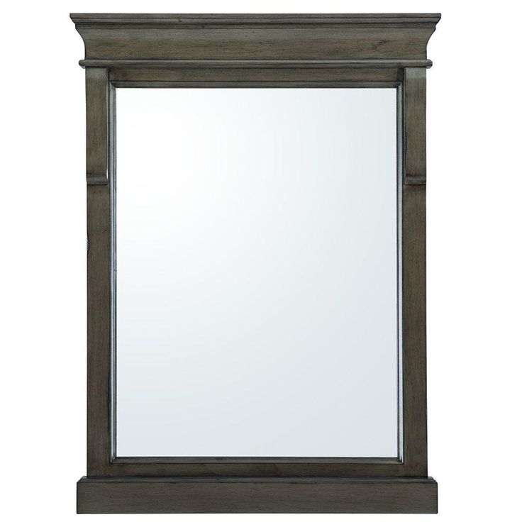 23.5 in. W x 32 in. H Framed Rectangular  Bathroom Vanity Mirror in Distressed Grey