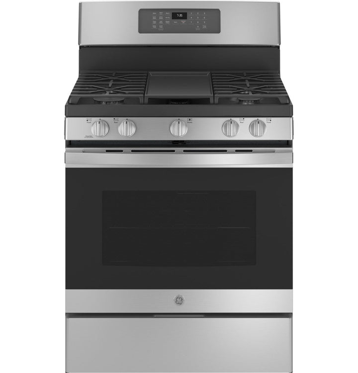 GE 30 in. 5.0 cu. ft. Gas Range with Self-Cleaning Convection Oven and No Preheat Air Fry in Stainless Steel (JGB735SPSS)