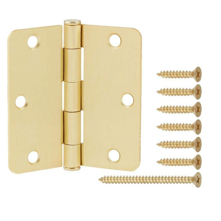 3-1/2 in. x 1/4 in. Satin Brass Radius Door Hinge