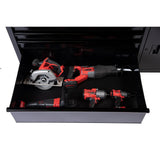 56 in. W 5-Drawer 1-Door, Deep Tool Chest Mobile Workbench in Gloss Black with Hardwood Top