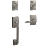 Schlage Custom Century Satin Nickel Single-Cylinder Handleset with Eller Lever and Century Trim