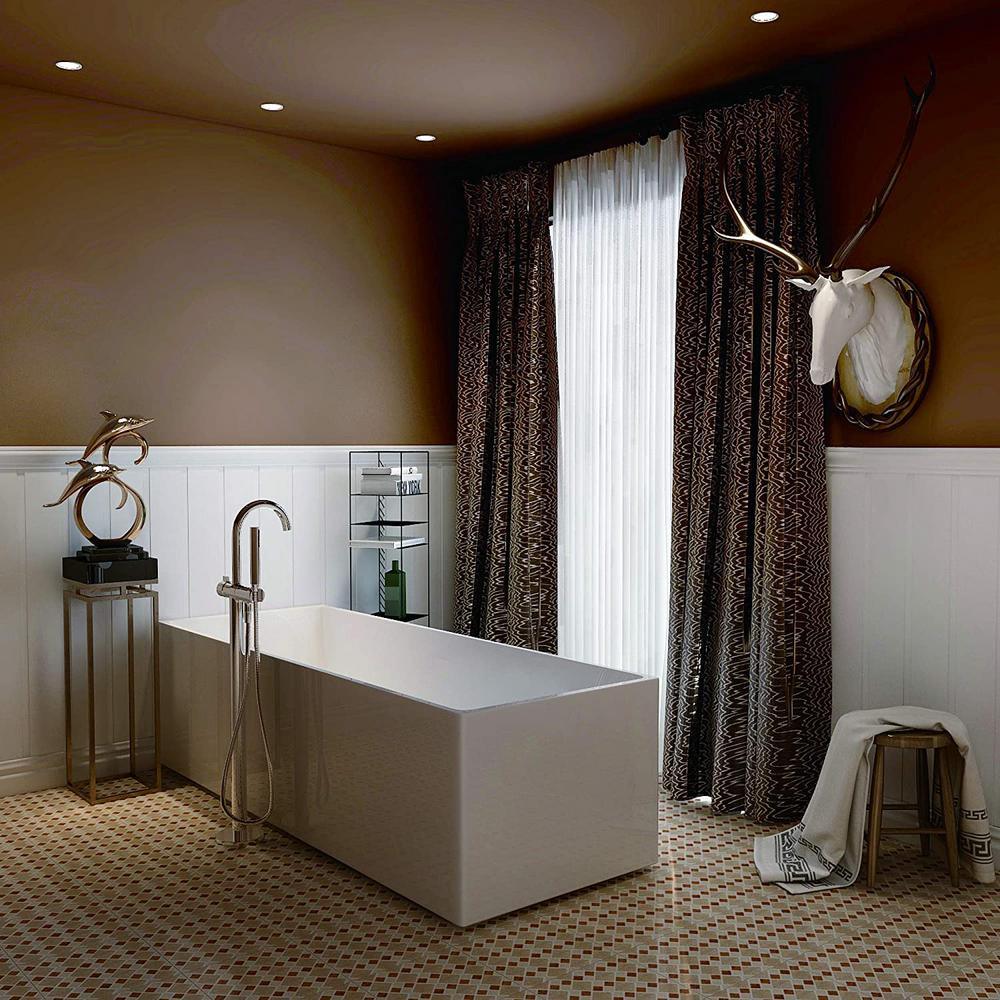 Talence 59 in. Acrylic Flatbottom Freestanding Bathtub in White - Super Arbor