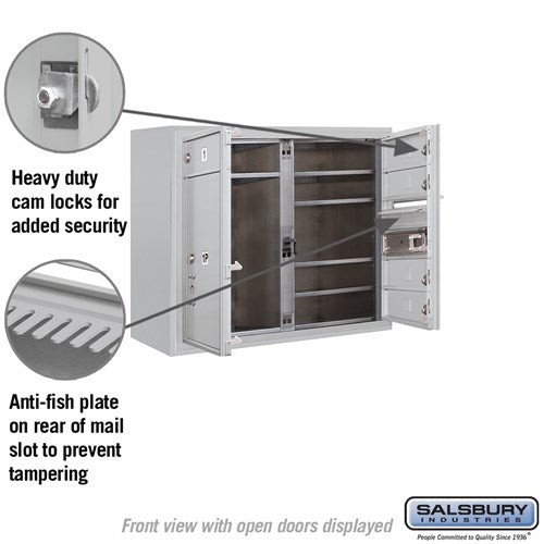 6 Door High Surface Mounted 4C Horizontal Mailbox with Parcel Locker in Aluminum