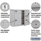 6 Door High Surface Mounted 4C Horizontal Mailbox with Parcel Locker and USPS Access