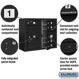 6-Door Surface Mounted Mailbox with Parcel Locker and USPS Access
