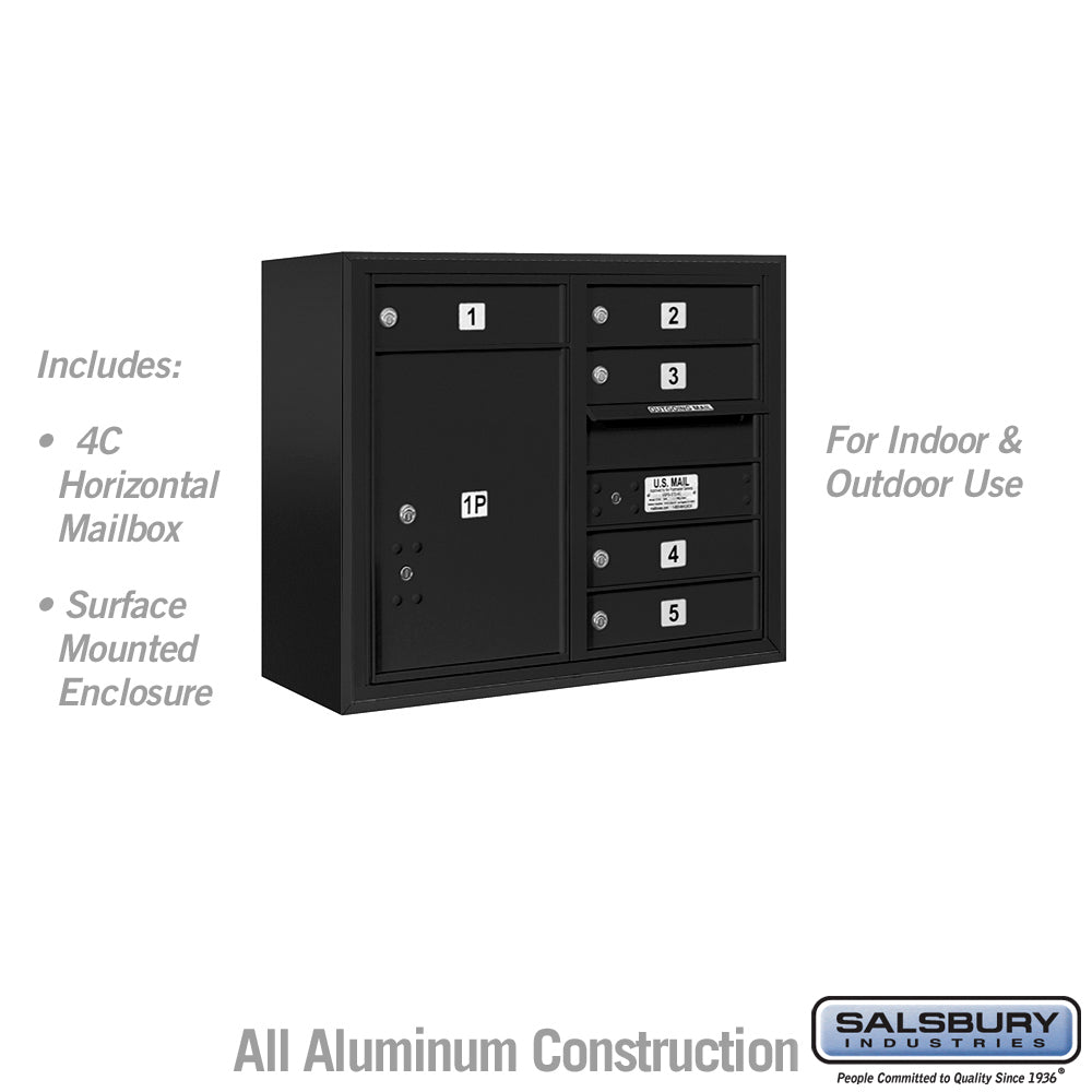 6-Door Surface Mounted Mailbox with Parcel Locker and USPS Access