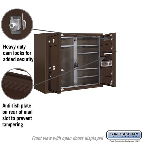 6-Door High Surface Mounted Mailbox with Parcel Locker in Bronze with USPS Access