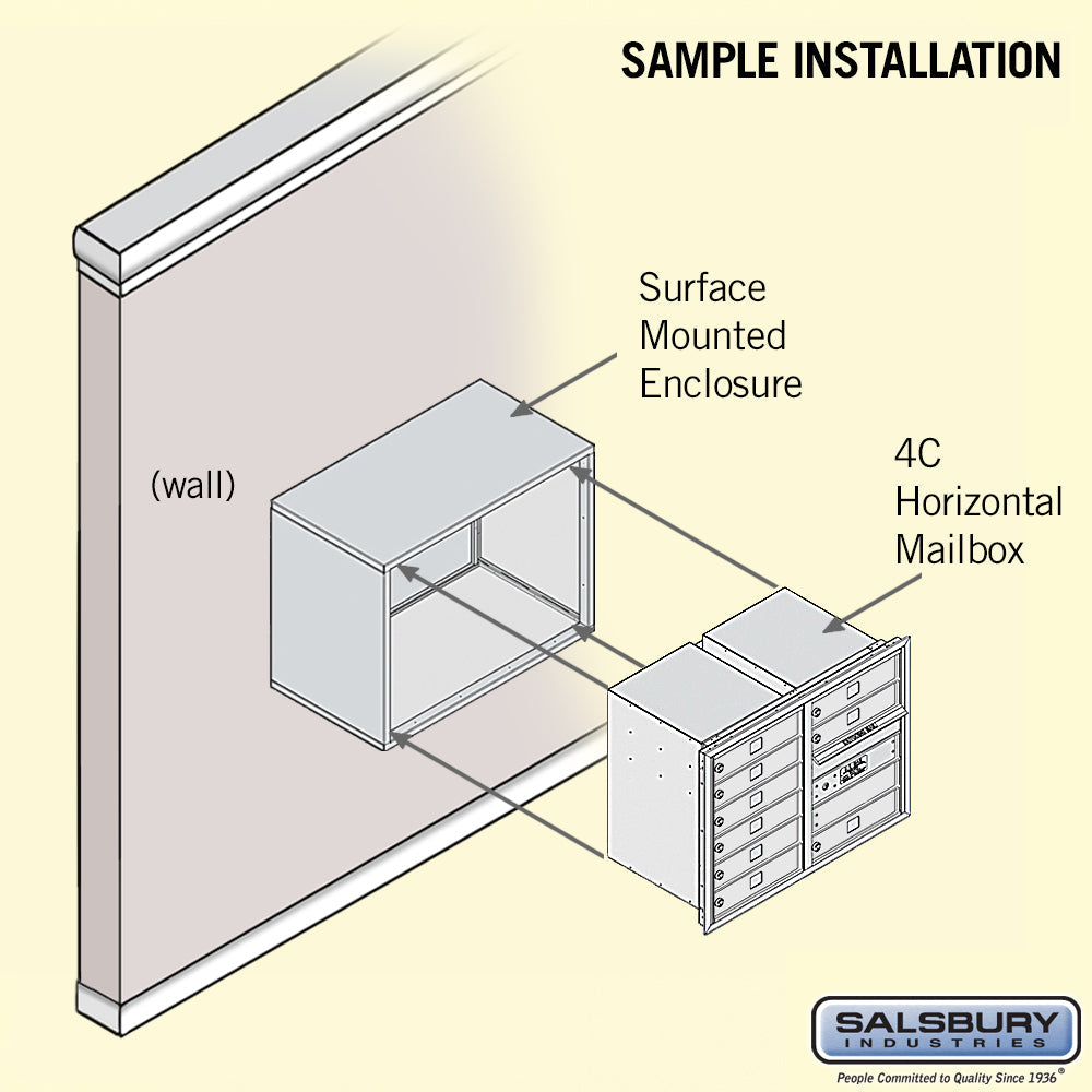 6 Door High Surface Mounted 4C Horizontal Mailbox with 9 Doors in Aluminum for Private Access