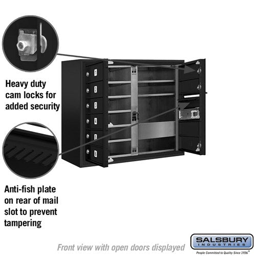 6-Door Surface Mounted Mailbox with Parcel Locker and USPS Access