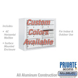 Salsbury Surface Mounted 4C Horizontal Mailbox Unit, Double Column, Custom Color, Front Loading