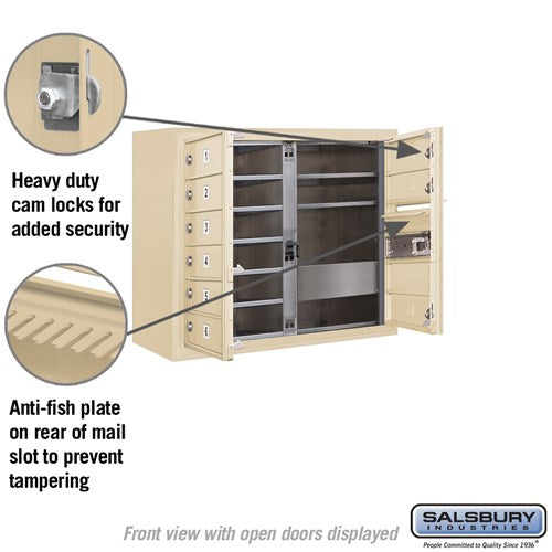 6 Door High Surface Mounted 4C Horizontal Mailbox with USPS Access