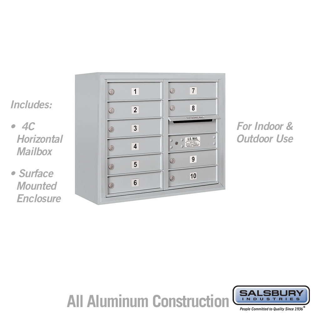 6 Door High Surface Mounted 4C Horizontal Mailbox with 10 Doors and USPS Access