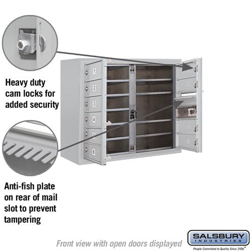 6 Door High Surface Mounted 4C Horizontal Mailbox with 10 Doors and USPS Access