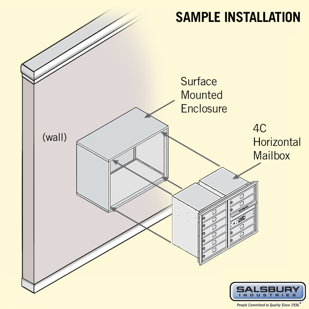 6 Door High Surface Mounted 4C Horizontal Mailbox with 10 Doors in Black with Private Access