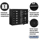 6 Door High Surface Mounted 4C Horizontal Mailbox with 10 Doors in Black with USPS Access
