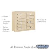 6 Door High Surface Mounted 4C Horizontal Mailbox with 10 Doors in Sandstone