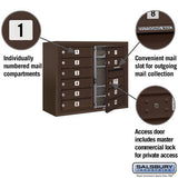 10-Door Surface Mounted Bronze Mailbox with Private Access