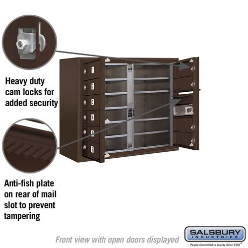 10-Door Surface Mounted Bronze Mailbox with Private Access