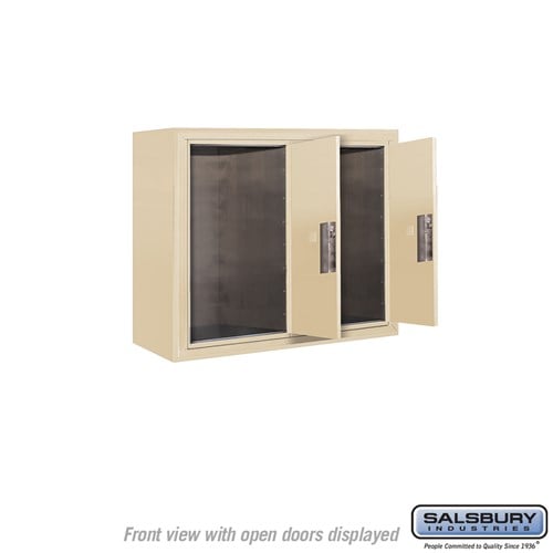 6 Door High Surface Mounted Parcel Locker with 2 Parcel Lockers in Sandstone with Private Access