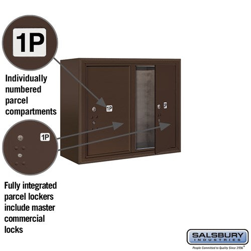 6-Door High Surface Mounted Parcel Locker with Private Access in Bronze