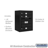 6 Door High Surface Mounted 4C Horizontal Mailbox with 3 Doors in Black with USPS Access
