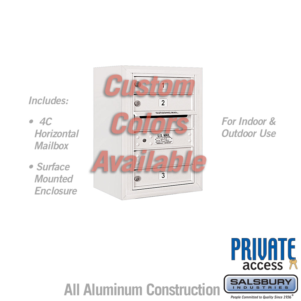 Surface Mounted 4C Horizontal Mailbox Unit - 6 Door High - Custom Color - Front Loading - Private Access