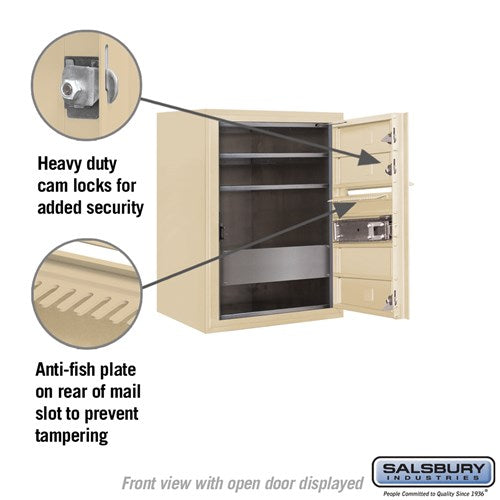 6 Door High Surface Mounted 4C Horizontal Mailbox with Private Access in Sandstone