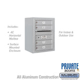 6-Door Surface Mounted 4C Horizontal Mailbox with Private Access