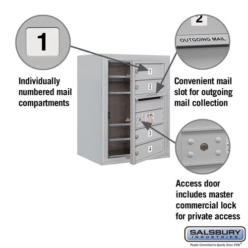 6-Door Surface Mounted 4C Horizontal Mailbox with Private Access