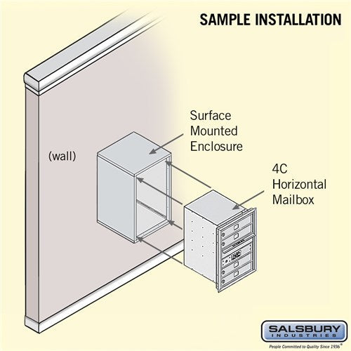 6-Door Surface Mounted 4C Horizontal Mailbox with Private Access