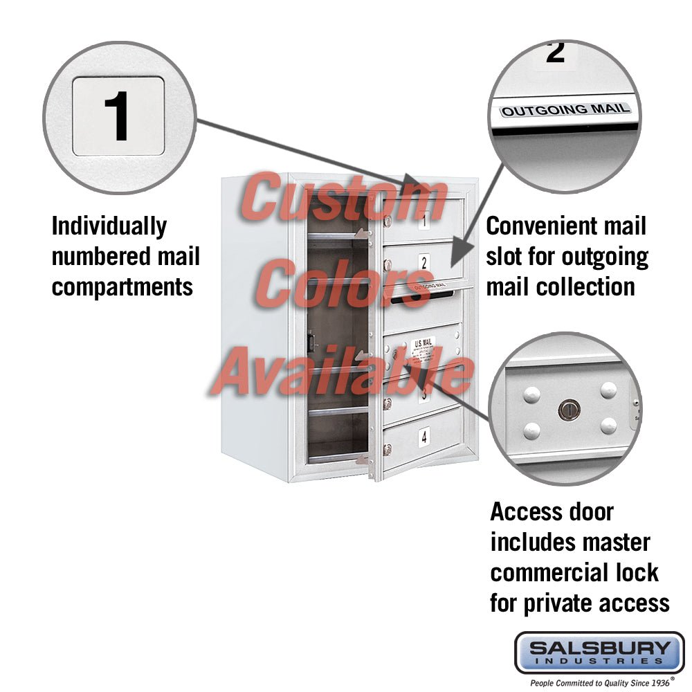 Surface Mounted 4C Horizontal Mailbox Unit - 6 Door High - Custom Color - Front Loading - Private Access