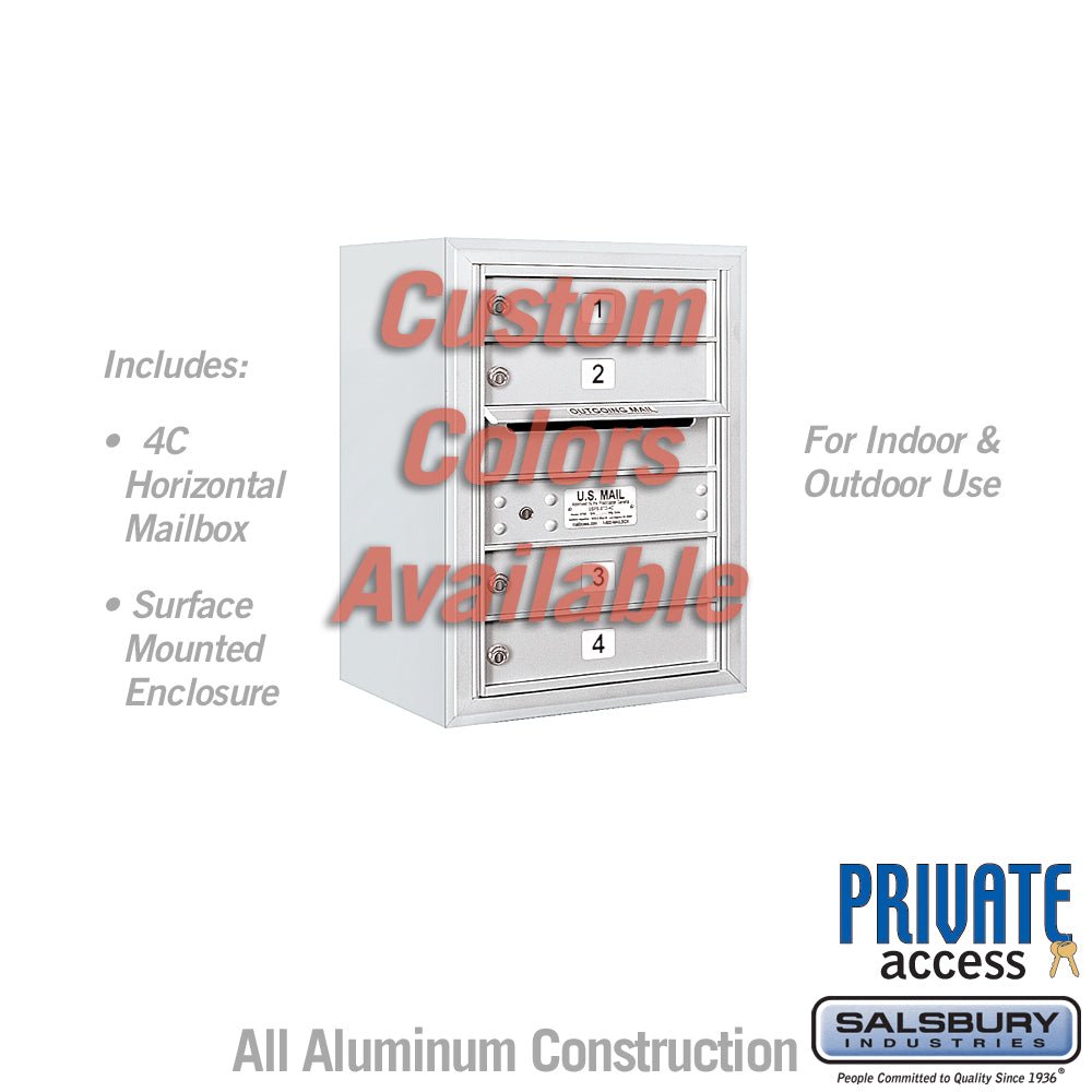 Surface Mounted 4C Horizontal Mailbox Unit - 6 Door High - Custom Color - Front Loading - Private Access