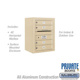 6 Door High Surface Mounted 4C Horizontal Mailbox with Private Access in Sandstone