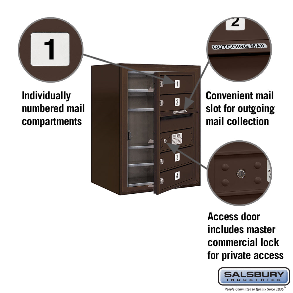 6-Door High Surface Mounted Bronze Mailbox with Private Access