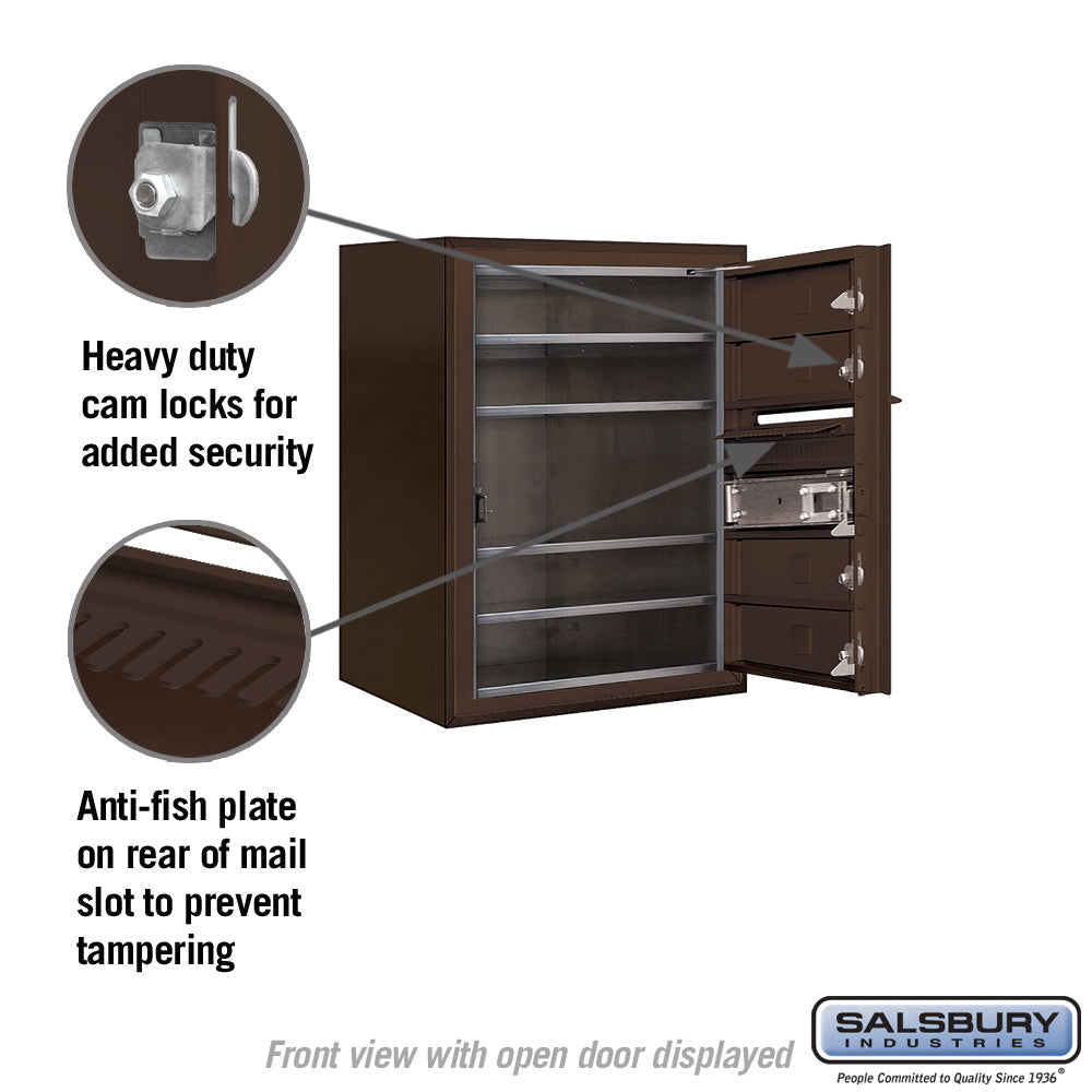 6-Door High Surface Mounted Bronze Mailbox with Private Access